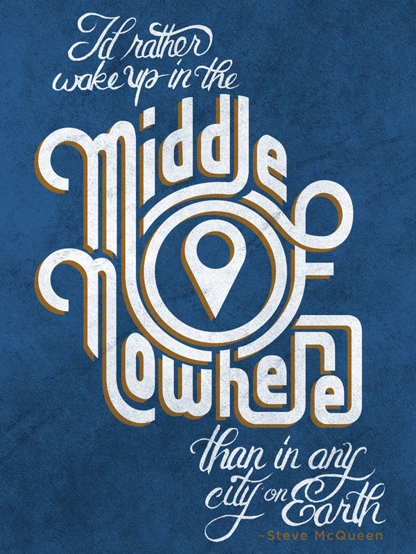 Middle of Nowhere lettering for OnWander - Ryan Hamrick